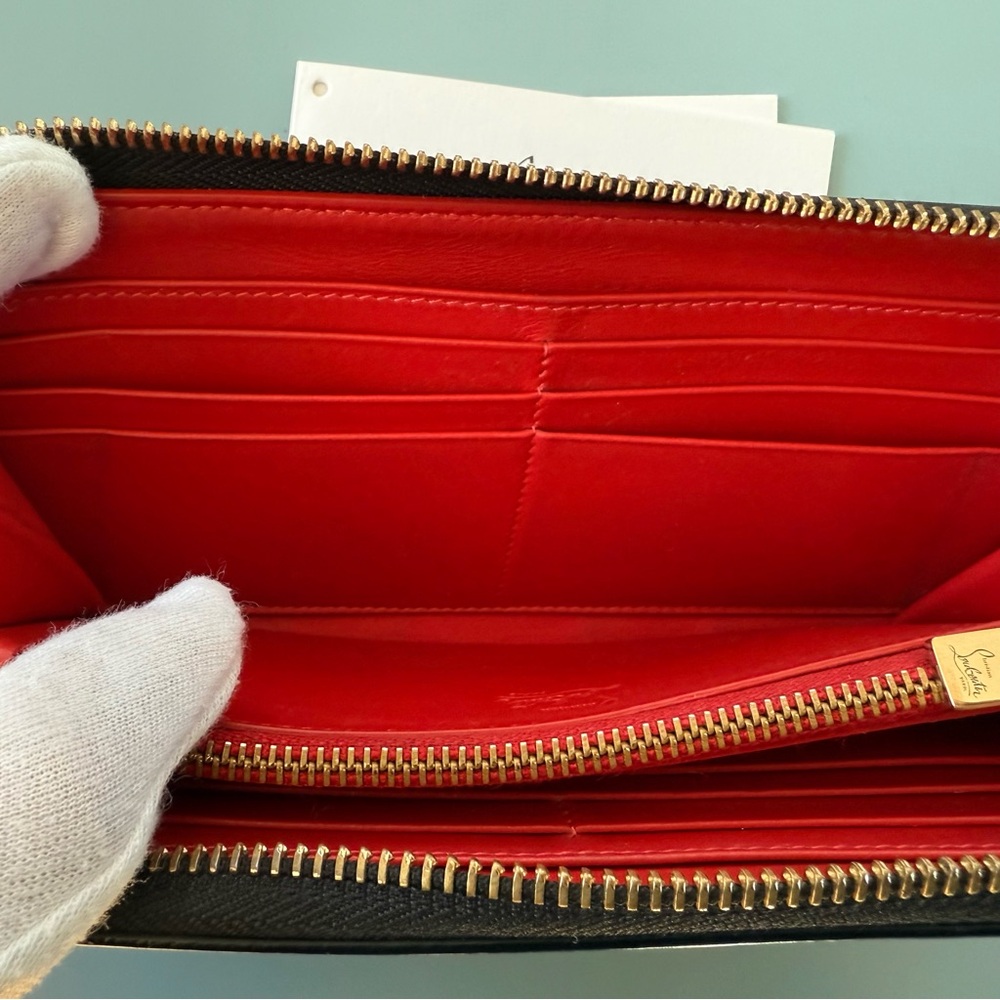 Christian Louboutin Panettone Wallet, Black With Gold Logo Embroidery, RARE - Picture 10 of 16